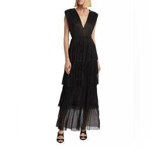 Sabina Musáyev Skylar Tiered Metallic Gown size XS